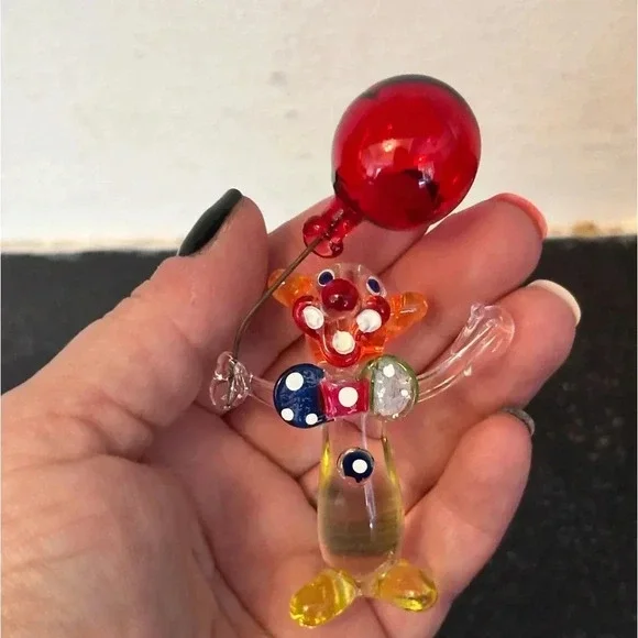 Circus Clown Red Balloon Art Glass Vintage Figurine Midcentury - Picture 2 of 3